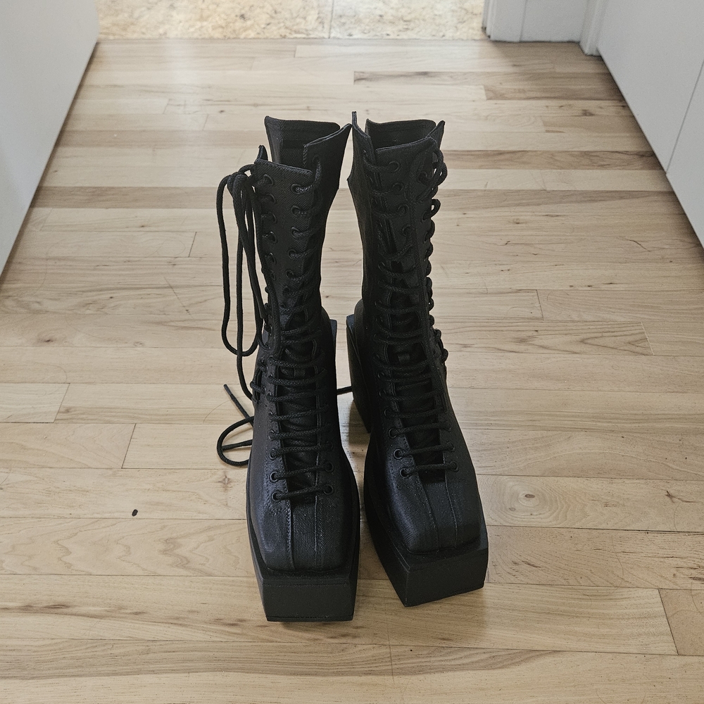 Designer Goth Black Lace-Up Women's Boots